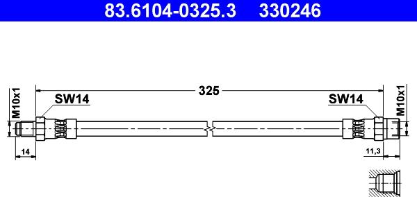 ATE 83.6104-0325.3 - Тормозной шланг autosila-amz.com