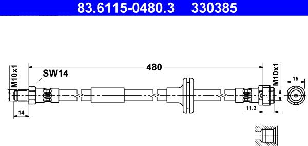 ATE 83.6115-0480.3 - Тормозной шланг autosila-amz.com