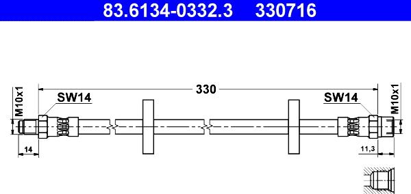 ATE 83.6134-0332.3 - Тормозной шланг autosila-amz.com