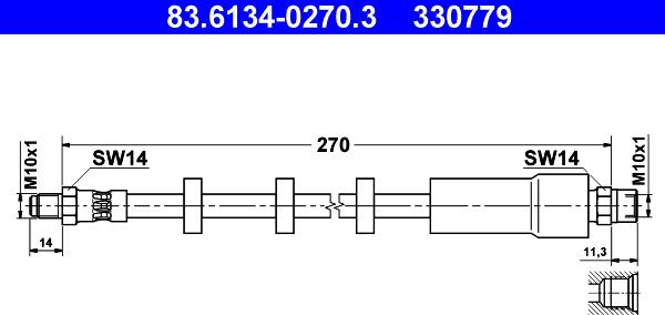 ATE 83.6134-0270.3 - Тормозной шланг autosila-amz.com