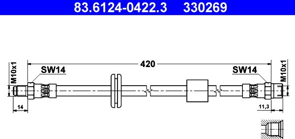 ATE 83.6124-0422.3 - Тормозной шланг autosila-amz.com