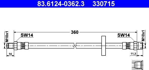 ATE 83.6124-0362.3 - Тормозной шланг autosila-amz.com