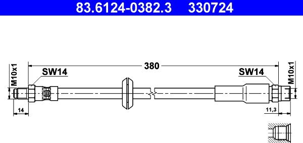 ATE 83.6124-0382.3 - Тормозной шланг autosila-amz.com