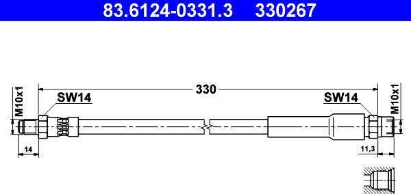 ATE 83.6124-0331.3 - Тормозной шланг autosila-amz.com