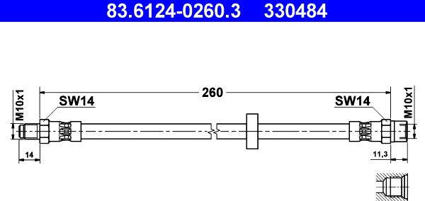 ATE 83.6124-0260.3 - Тормозной шланг autosila-amz.com