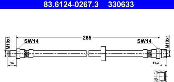 ATE 83.6124-0267.3 - Тормозной шланг autosila-amz.com