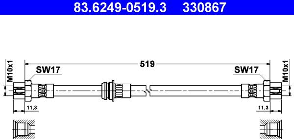 ATE 83.6249-0519.3 - Тормозной шланг autosila-amz.com