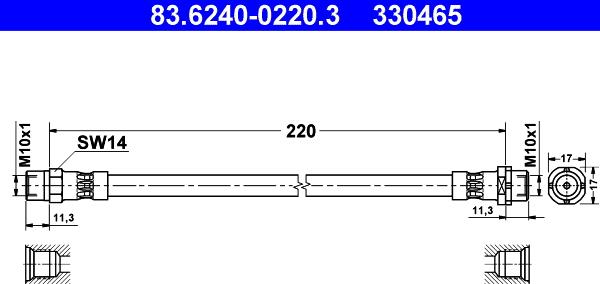 ATE 83.6240-0220.3 - Тормозной шланг autosila-amz.com