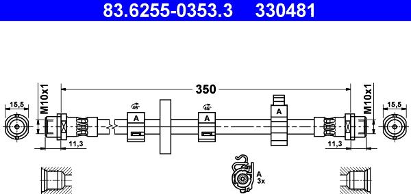 ATE 83.6255-0353.3 - Тормозной шланг autosila-amz.com
