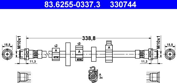 ATE 83.6255-0337.3 - Тормозной шланг autosila-amz.com