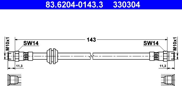 ATE 83.6204-0143.3 - Тормозной шланг autosila-amz.com