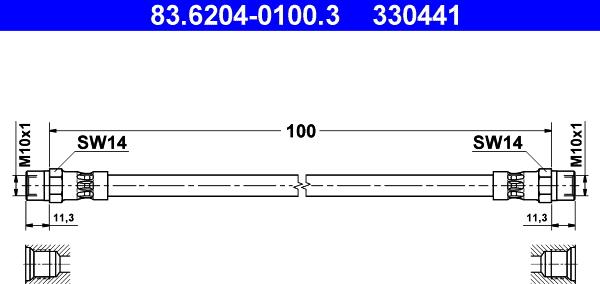 ATE 83.6204-0100.3 - Тормозной шланг autosila-amz.com