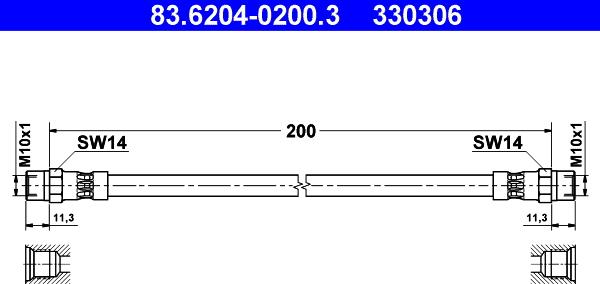 ATE 83.6204-0200.3 - Тормозной шланг autosila-amz.com