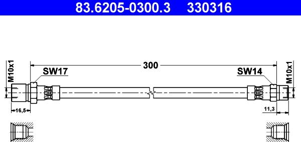 ATE 83.6205-0300.3 - Тормозной шланг autosila-amz.com