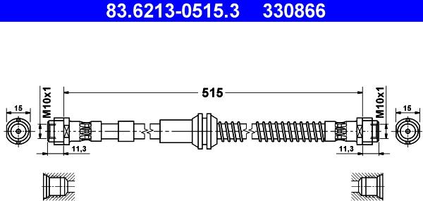 ATE 83.6213-0515.3 - Тормозной шланг autosila-amz.com