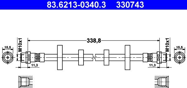 ATE 83.6213-0340.3 - Тормозной шланг autosila-amz.com