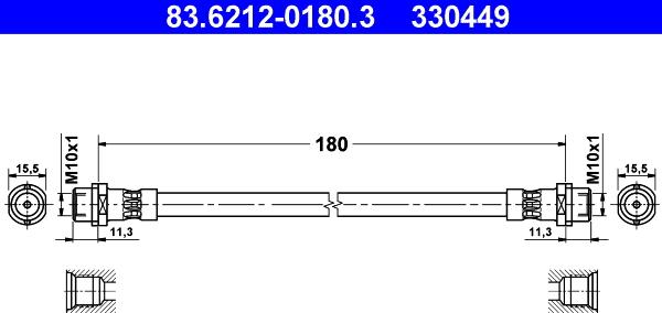 ATE 83.6212-0180.3 - Тормозной шланг autosila-amz.com