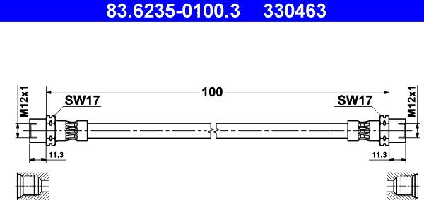 ATE 83.6235-0100.3 - Тормозной шланг autosila-amz.com