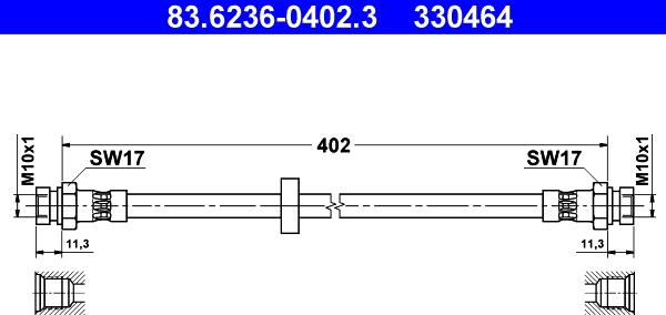 ATE 83.6236-0402.3 - Тормозной шланг autosila-amz.com