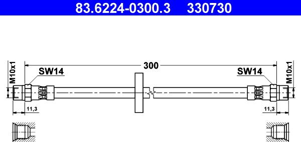 ATE 83.6224-0300.3 - Тормозной шланг autosila-amz.com