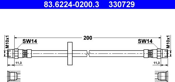 ATE 83.6224-0200.3 - Тормозной шланг autosila-amz.com