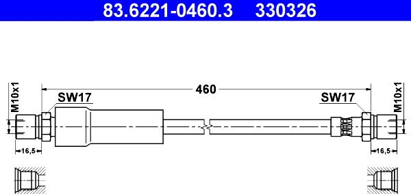 ATE 83.6221-0460.3 - Тормозной шланг autosila-amz.com