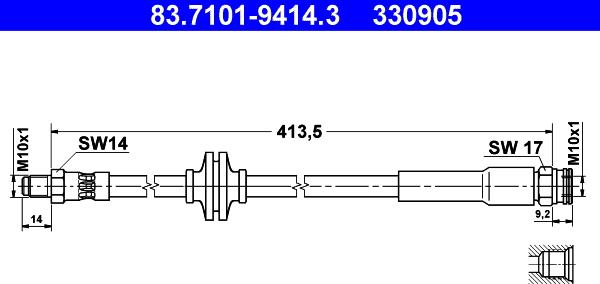 ATE 83.7101-9414.3 - Тормозной шланг autosila-amz.com