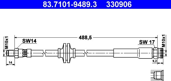 ATE 83.7101-9489.3 - Тормозной шланг autosila-amz.com