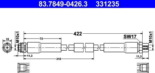 ATE 83.7849-0426.3 - Тормозной шланг autosila-amz.com