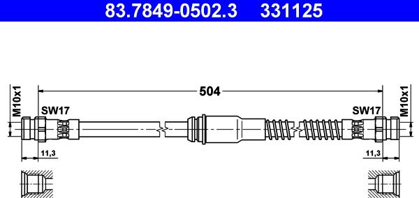 ATE 83.7849-0502.3 - Тормозной шланг autosila-amz.com