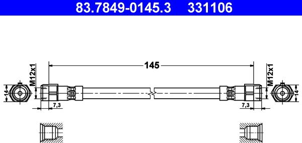 ATE 83.7849-0145.3 - Тормозной шланг autosila-amz.com