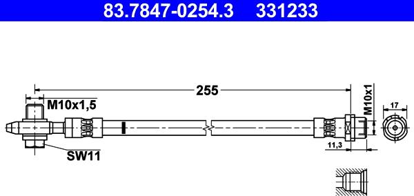 ATE 83.7847-0254.3 - Тормозной шланг autosila-amz.com