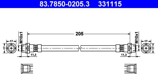 ATE 83.7850-0205.3 - Тормозной шланг autosila-amz.com