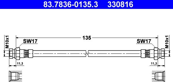 ATE 83.7836-0135.3 - Тормозной шланг autosila-amz.com