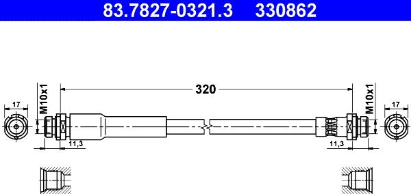 ATE 83.7827-0321.3 - Тормозной шланг autosila-amz.com