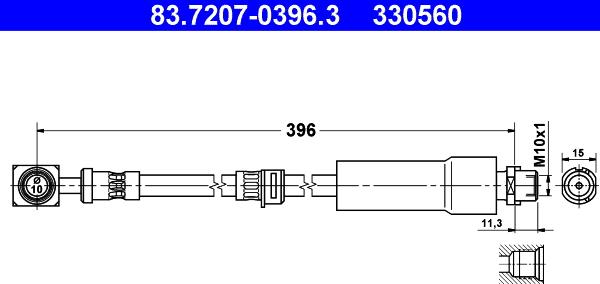 ATE 83.7207-0396.3 - Тормозной шланг autosila-amz.com