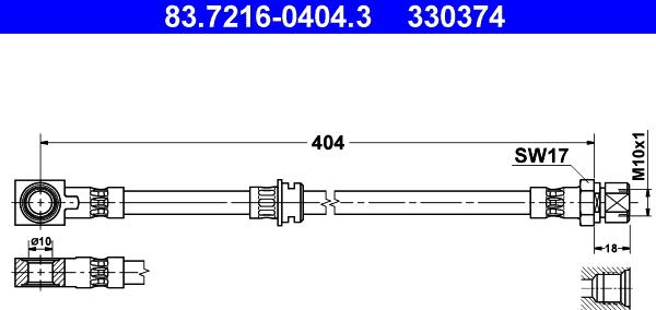 ATE 83.7216-0404.3 - Тормозной шланг autosila-amz.com
