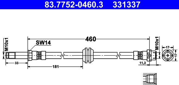 ATE 83.7752-0460.3 - Тормозной шланг autosila-amz.com