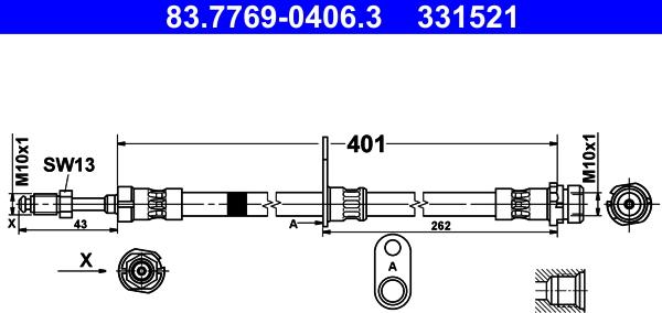 ATE 83.7769-0406.3 - Тормозной шланг autosila-amz.com