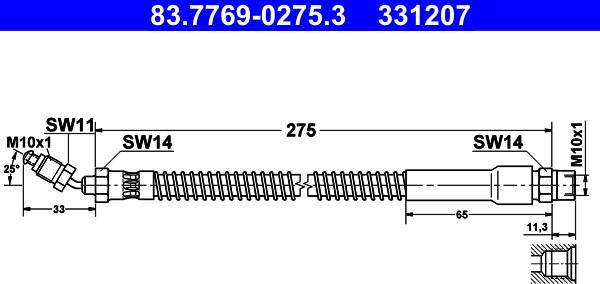 ATE 83.7769-0275.3 - Тормозной шланг autosila-amz.com