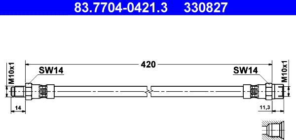 ATE 83.7704-0421.3 - Тормозной шланг autosila-amz.com