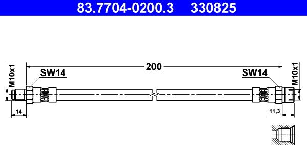 ATE 83.7704-0200.3 - Тормозной шланг autosila-amz.com