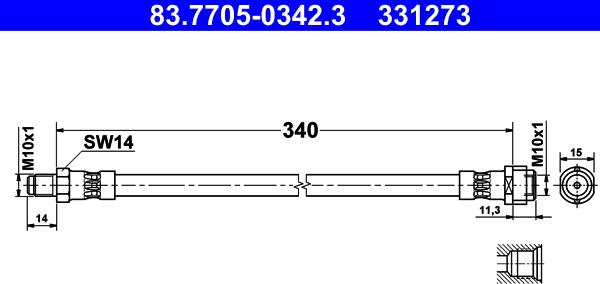 ATE 83.7705-0342.3 - Тормозной шланг autosila-amz.com