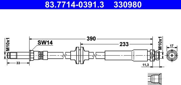 ATE 83.7714-0391.3 - Тормозной шланг autosila-amz.com