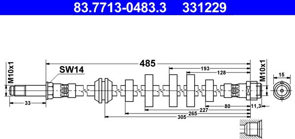 ATE 83.7713-0483.3 - Тормозной шланг autosila-amz.com