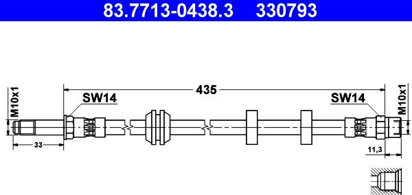 ATE 83.7713-0438.3 - Тормозной шланг autosila-amz.com