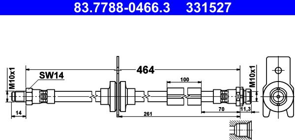 ATE 83.7788-0466.3 - Тормозной шланг autosila-amz.com