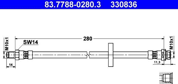 ATE 83.7788-0280.3 - Тормозной шланг autosila-amz.com