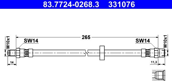 ATE 83.7724-0268.3 - Тормозной шланг autosila-amz.com