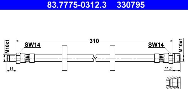 ATE 83.7775-0312.3 - Тормозной шланг autosila-amz.com